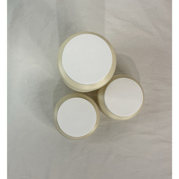 Vintage 1980s Popeet Plastic Collapsable Storage Containers White Set of 3 Lids - Picture 2 of 6